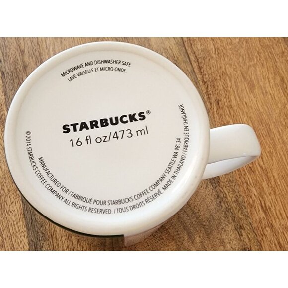 2014 Starbucks Geometric Collection Split Dot Black White Green Coffee Mug - Picture 5 of 6